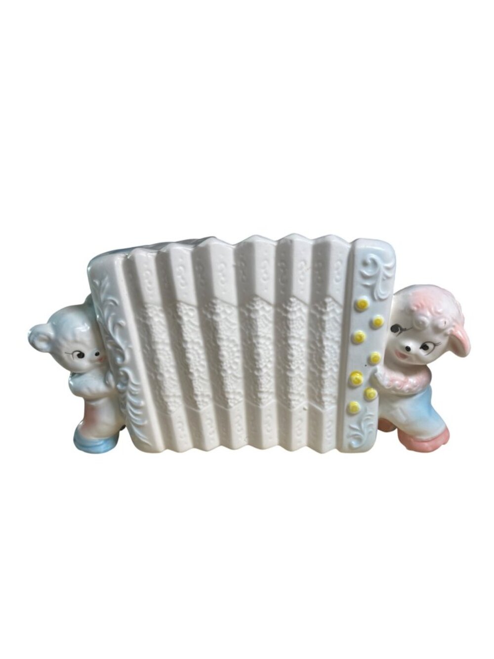Napcoware Accordion Ceramic Planter With Bear and Lamb